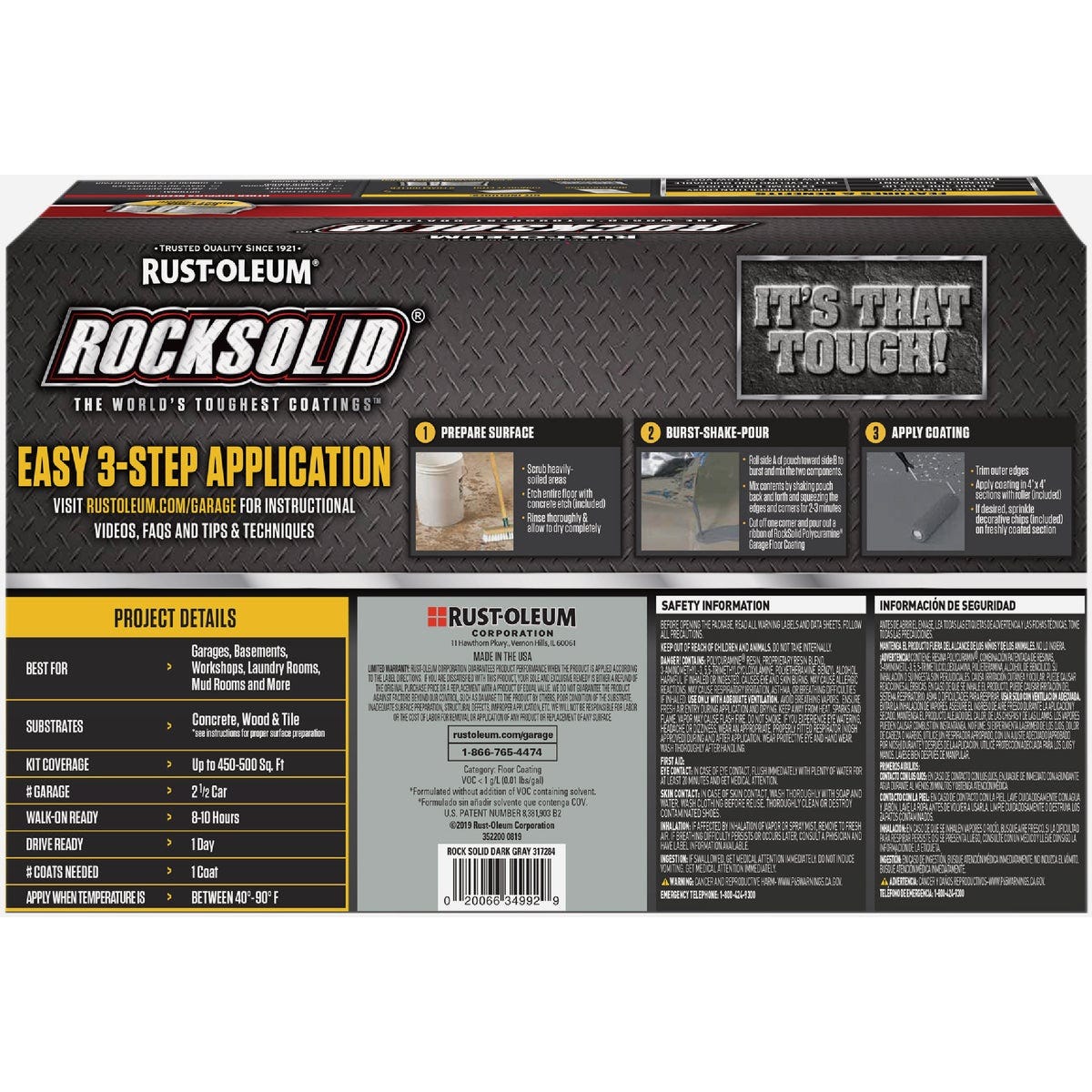 Rust-Oleum RockSolid Polycuramine Garage Floor Coating, Dark Gray, 2.5 Car Kit - photo 3