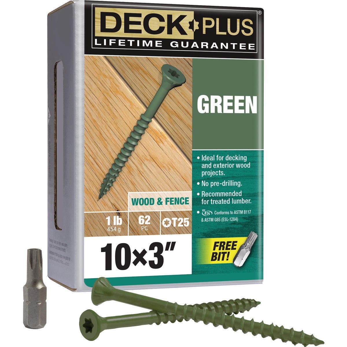 Hillman Deck Plus #10 x 3 In. Green Deck Screw (62-Count) Hillman Deck Plus #10 x 3 In. Green Deck Screw (62-Count)