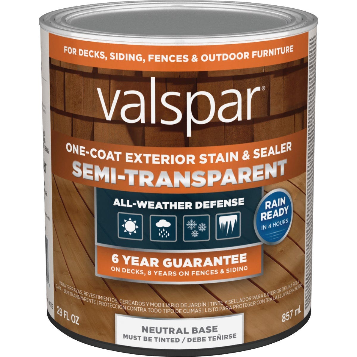 Valspar Semi-Transparent Deck Stain, Neutral Tint Base, 1 Qt. - photo 2 Valspar Semi-Transparent Deck Stain, Neutral Tint Base, 1 Qt. - photo 2