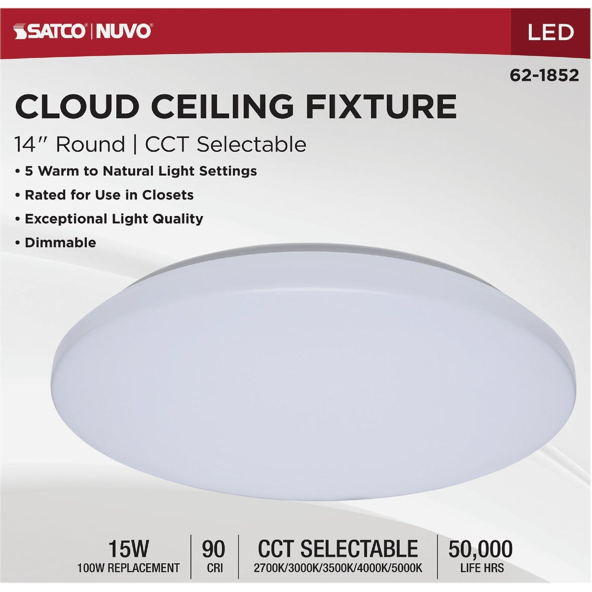 Satco Nuvo ColorQuick 14 In. White 1300-Lumen Color Temperature Selectable LED Flush Mount Light Fixture - photo 2