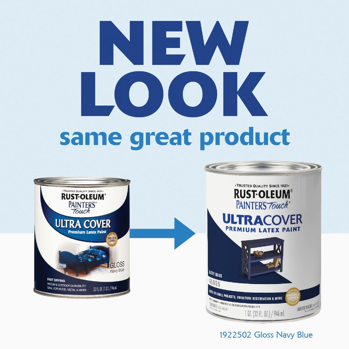 Rust-Oleum Painter's Touch 2X Ultra Cover Premium Latex Paint, Gloss Navy Blue, 1 Qt. - photo 3