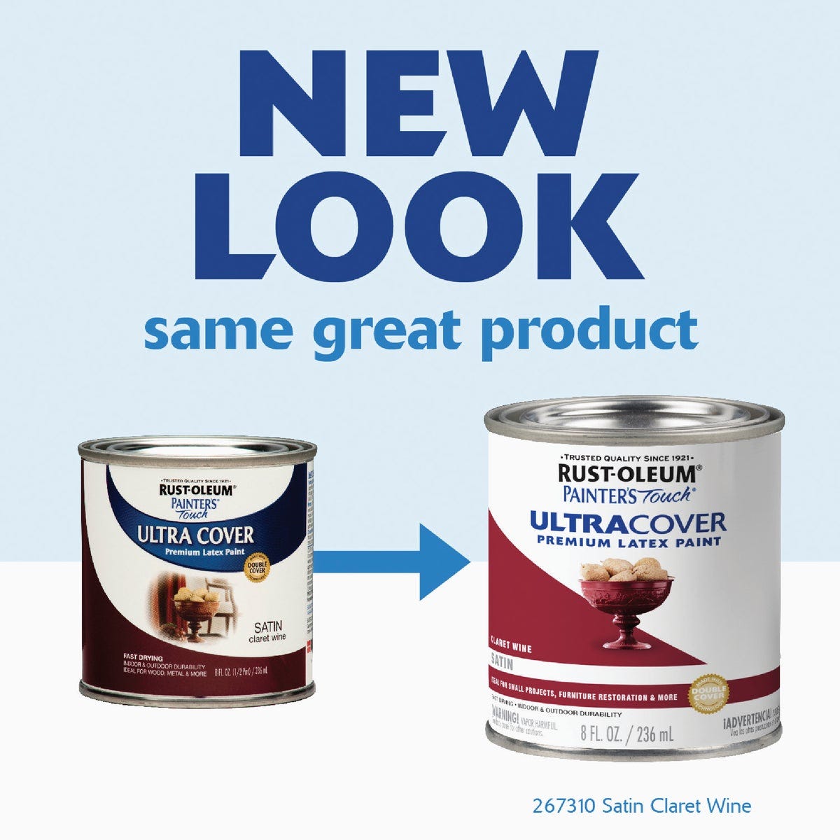 Rust-Oleum Painter's Touch Ultra Cover Premium Latex Paint, Satin Claret Wine, Half Pint - photo 5