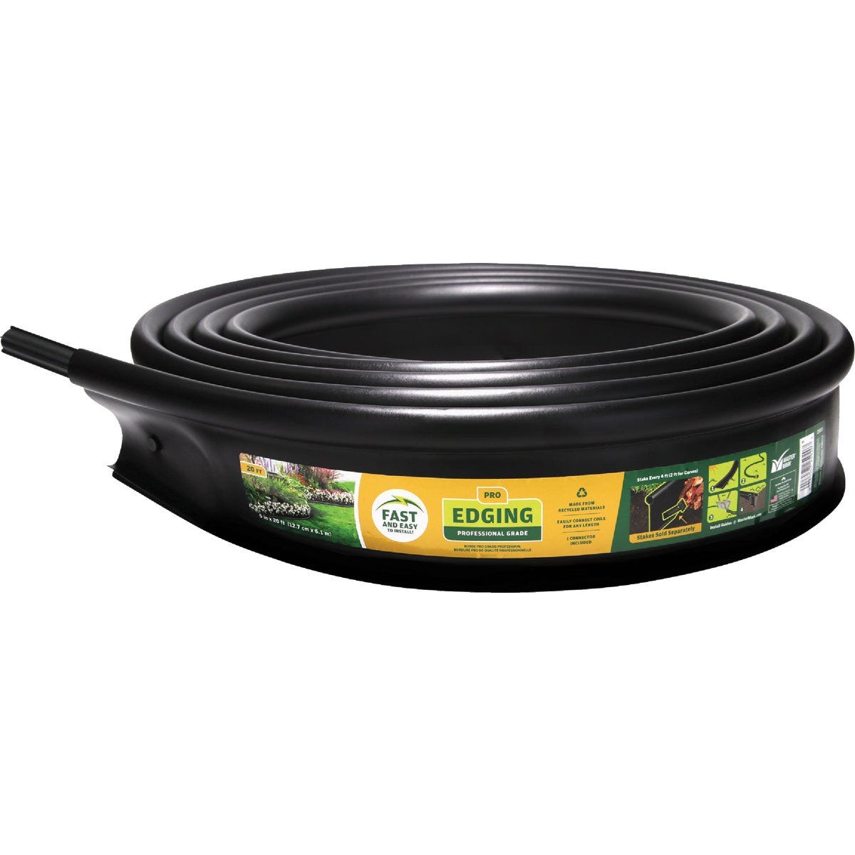 Master Mark Pro 5 In. x 20 Ft. Black Plastic Edging Kit with YardPack Master Mark Pro 5 In. x 20 Ft. Black Plastic Edging Kit with YardPack