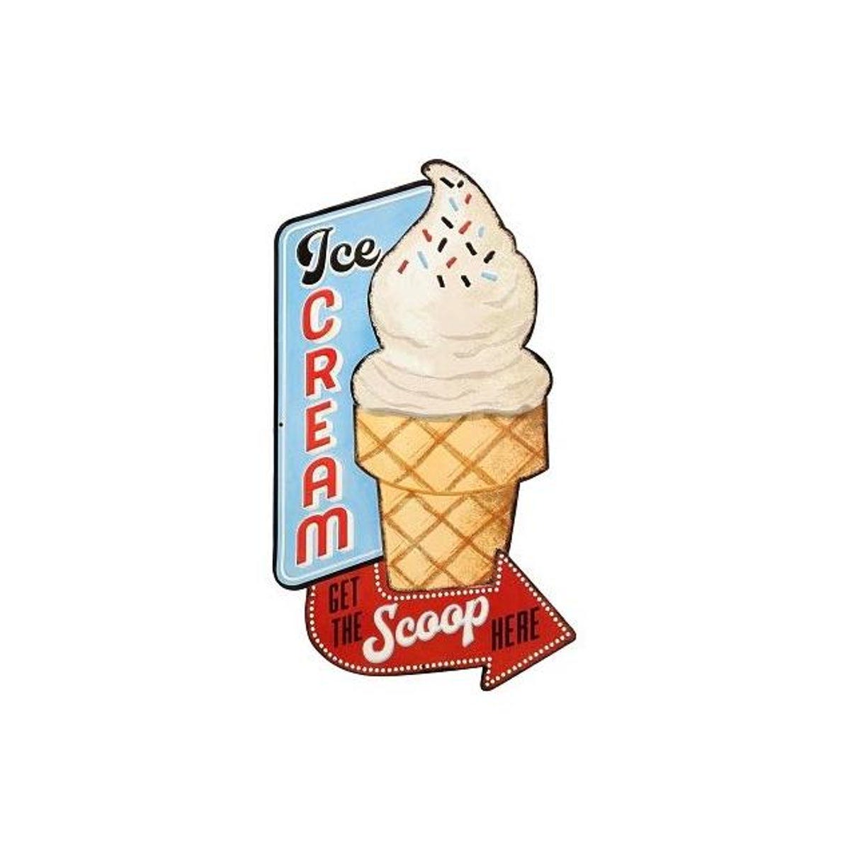 Headwind Indoor/Outdoor 3D Embossed Metal Ice Cream Scoop Here Sign Headwind Indoor/Outdoor 3D Embossed Metal Ice Cream Scoop Here Sign