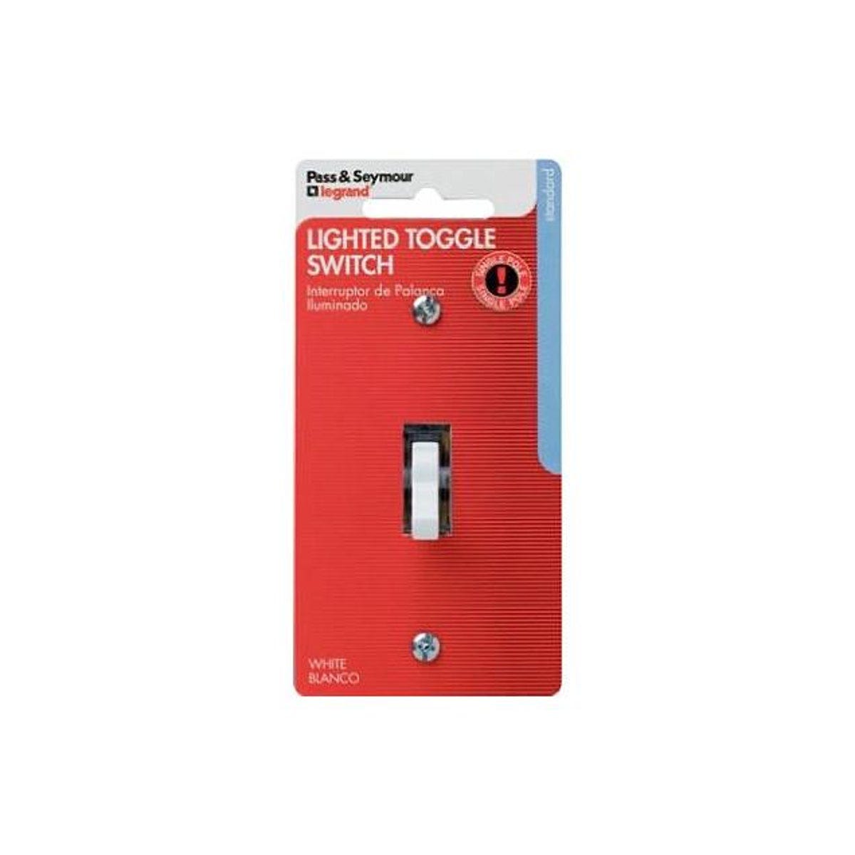 Legrand Pass & Seymour 15A White Single-Pole Lighted Toggle Quiet Grounding Switch Legrand Pass & Seymour 15A White Single-Pole Lighted Toggle Quiet Grounding Switch