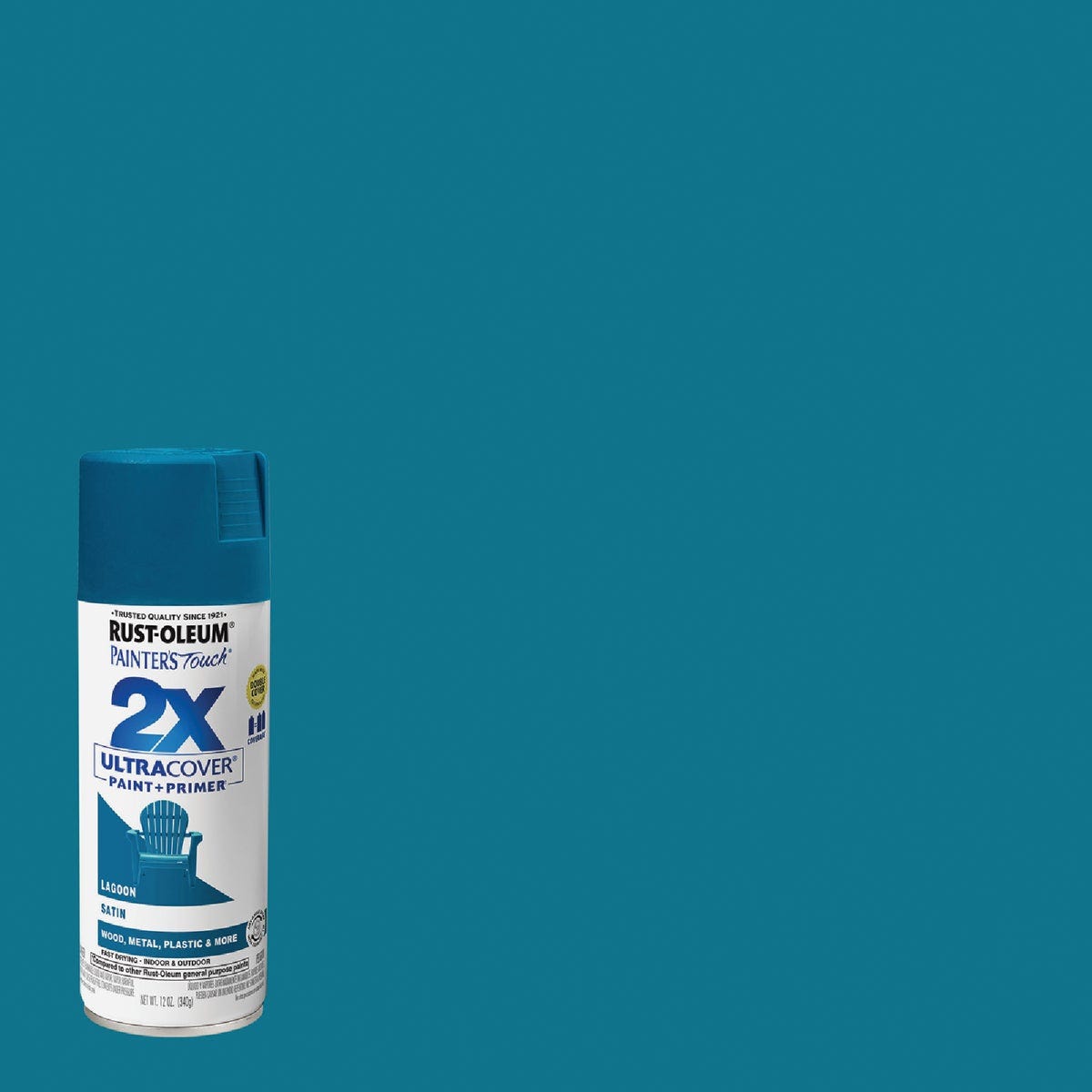 Rust-Oleum Painter's Touch 2X Ultra Cover 12 Oz. Satin Paint + Primer Spray Paint, Lagoon - photo 10