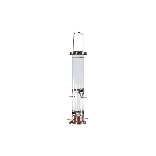 Audubon Metal Copper Color Top & Base 1-1/2 Lb. 4-Port Tube Bird Feeder