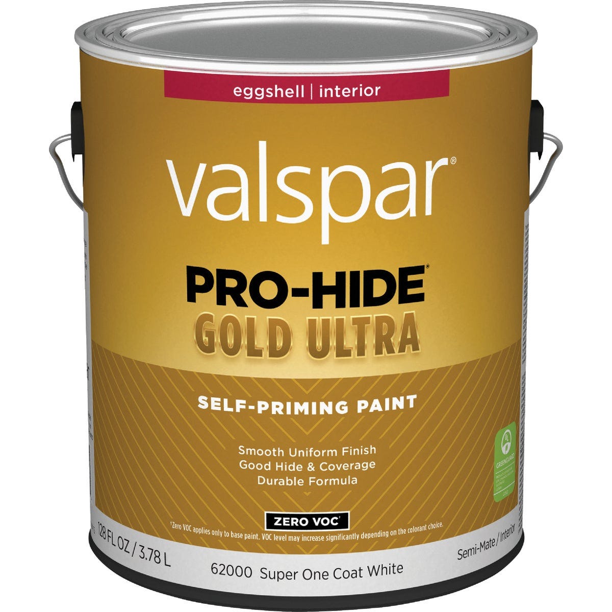 Valspar Pro-Hide Gold Ultra Zero VOC Latex Eggshell Interior Wall Paint, Super-One Coat White, 1 Gal.