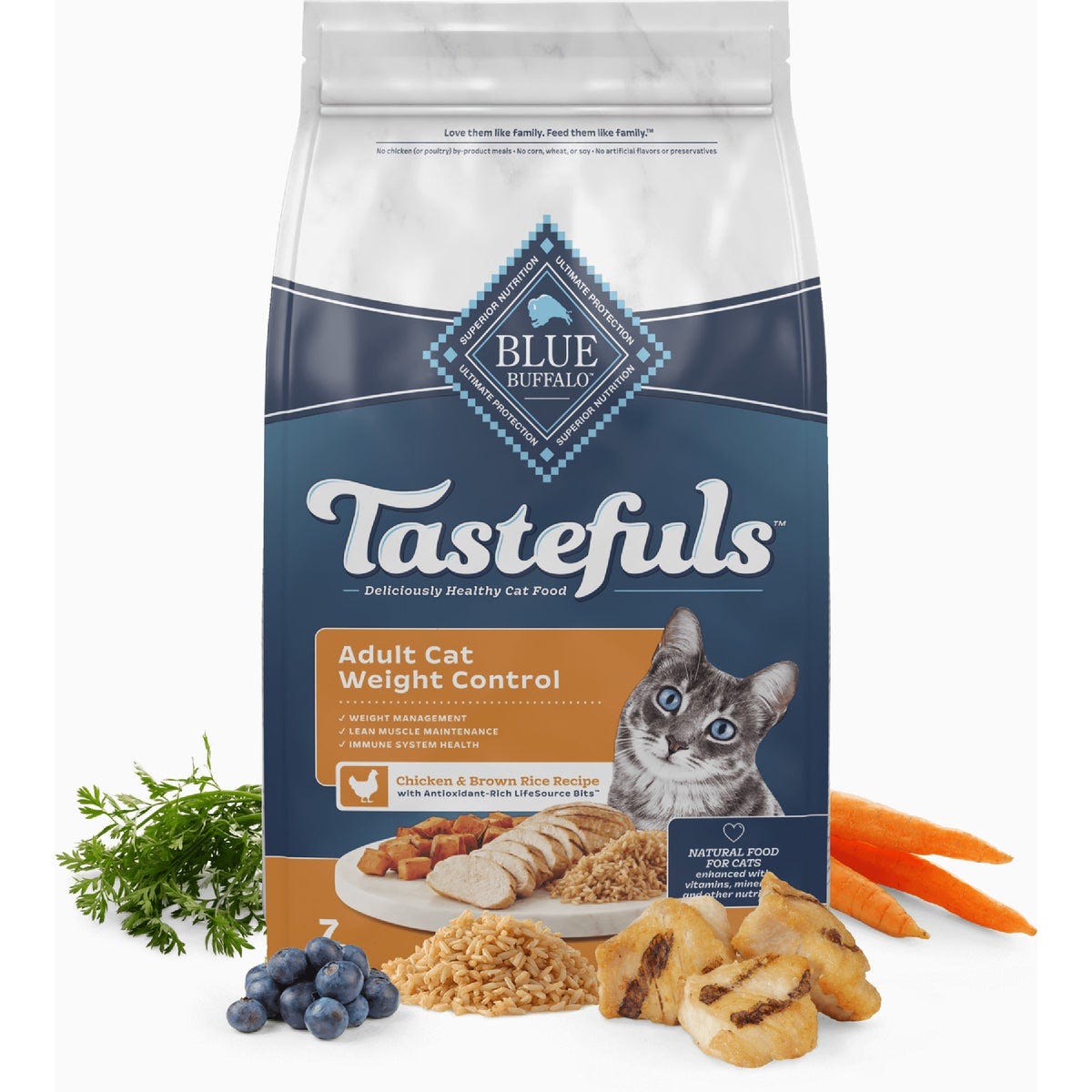 Blue Buffalo Tastefuls 7 Lb. Chicken and Brown Rice Weight Control Adult Dry Cat Food
