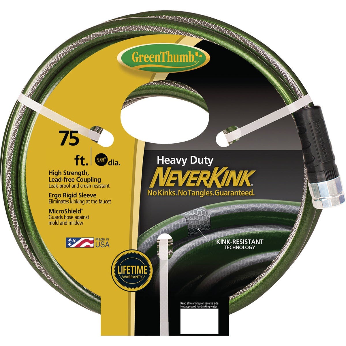 Green Thumb NeverKink 5/8 In. x 75 Ft. Heavy Duty Garden Hose