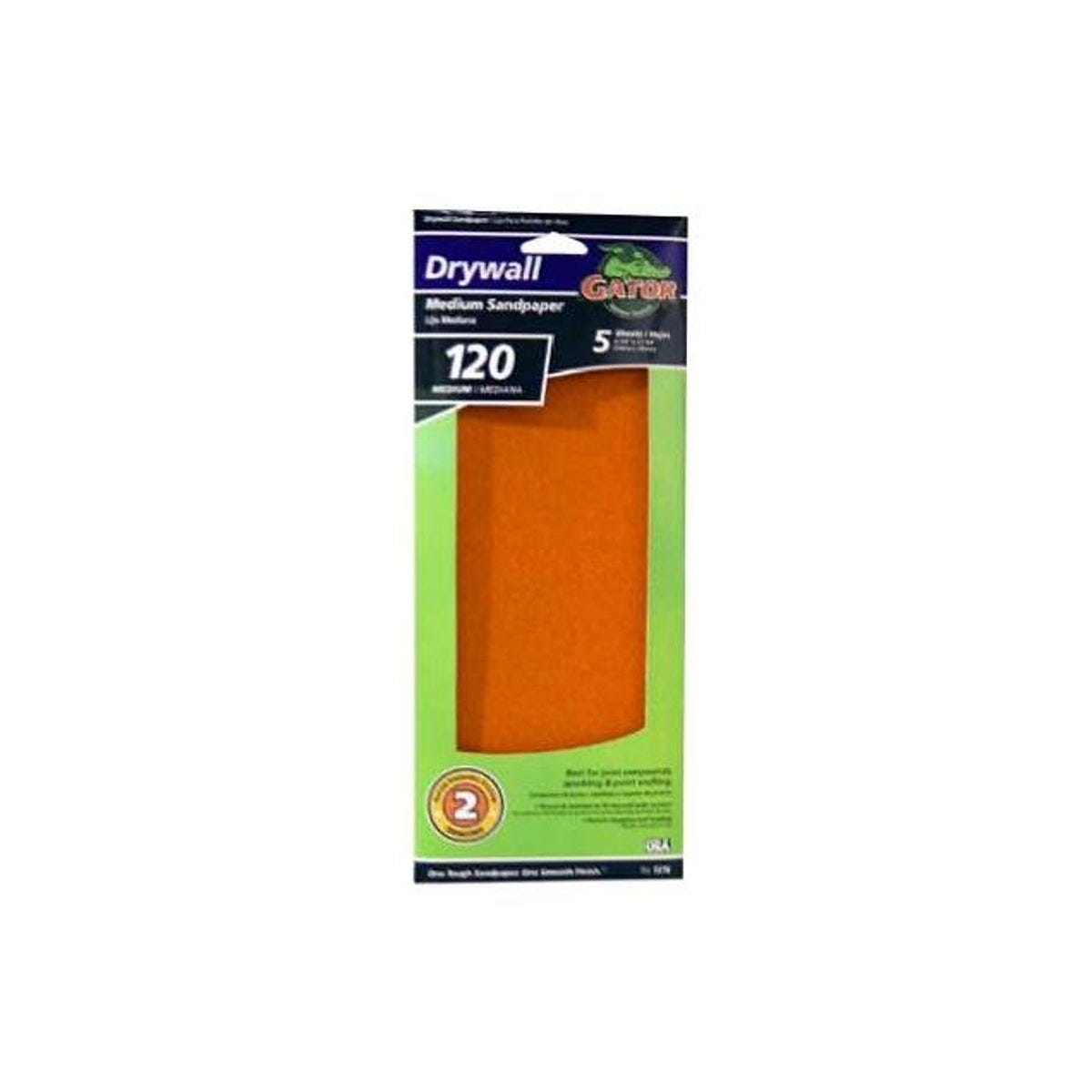 Gator 4.25 In. x 11.25 In. 120 Grit Drywall Sandpaper (5-Pack) Gator 4.25 In. x 11.25 In. 120 Grit Drywall Sandpaper (5-Pack)