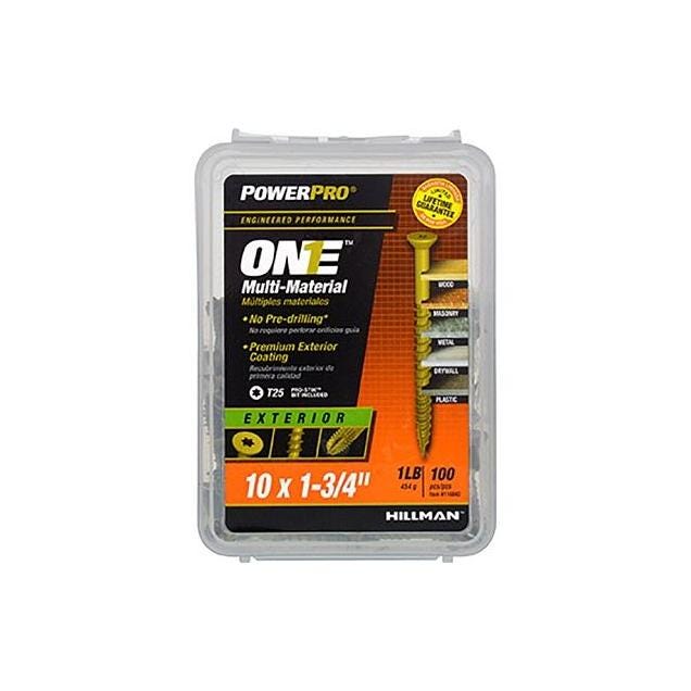 Hillman Power Pro One Exterior Screws, Flat Head, Bronze Epoxy Coated, #10 x 1-3/4 In. (106-Pack) Hillman Power Pro One Exterior Screws, Flat Head, Bronze Epoxy Coated, #10 x 1-3/4 In. (106-Pack)