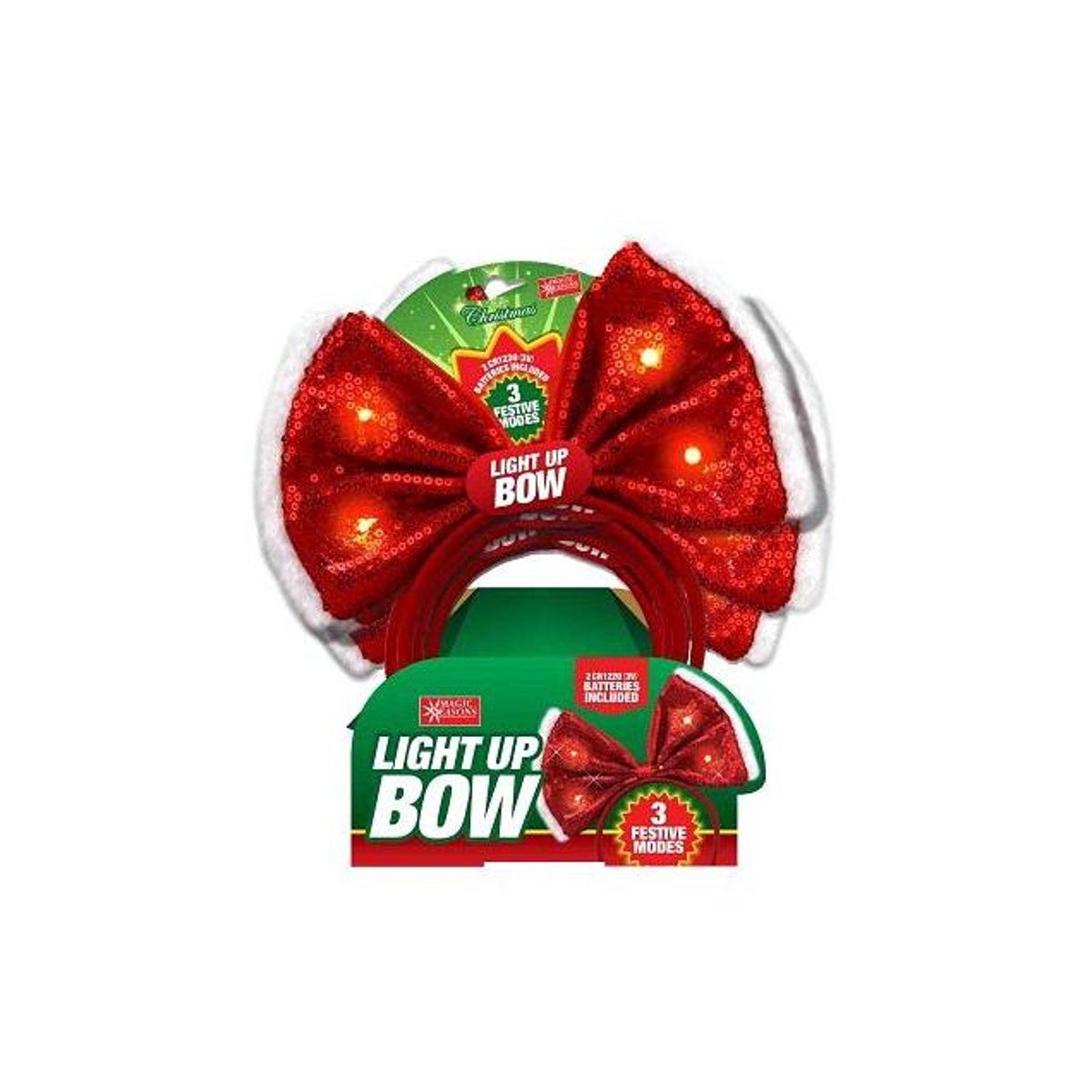 Shawshank Ledz LED Flashing Christmas Bow Headband Shawshank Ledz LED Flashing Christmas Bow Headband