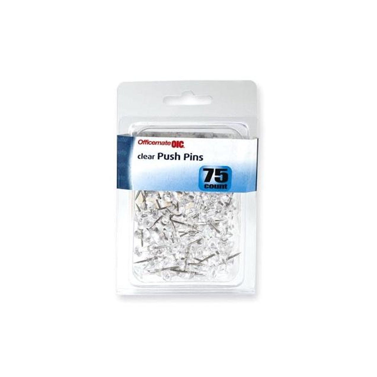 Officemate Clear Push Pins (75-Pack)