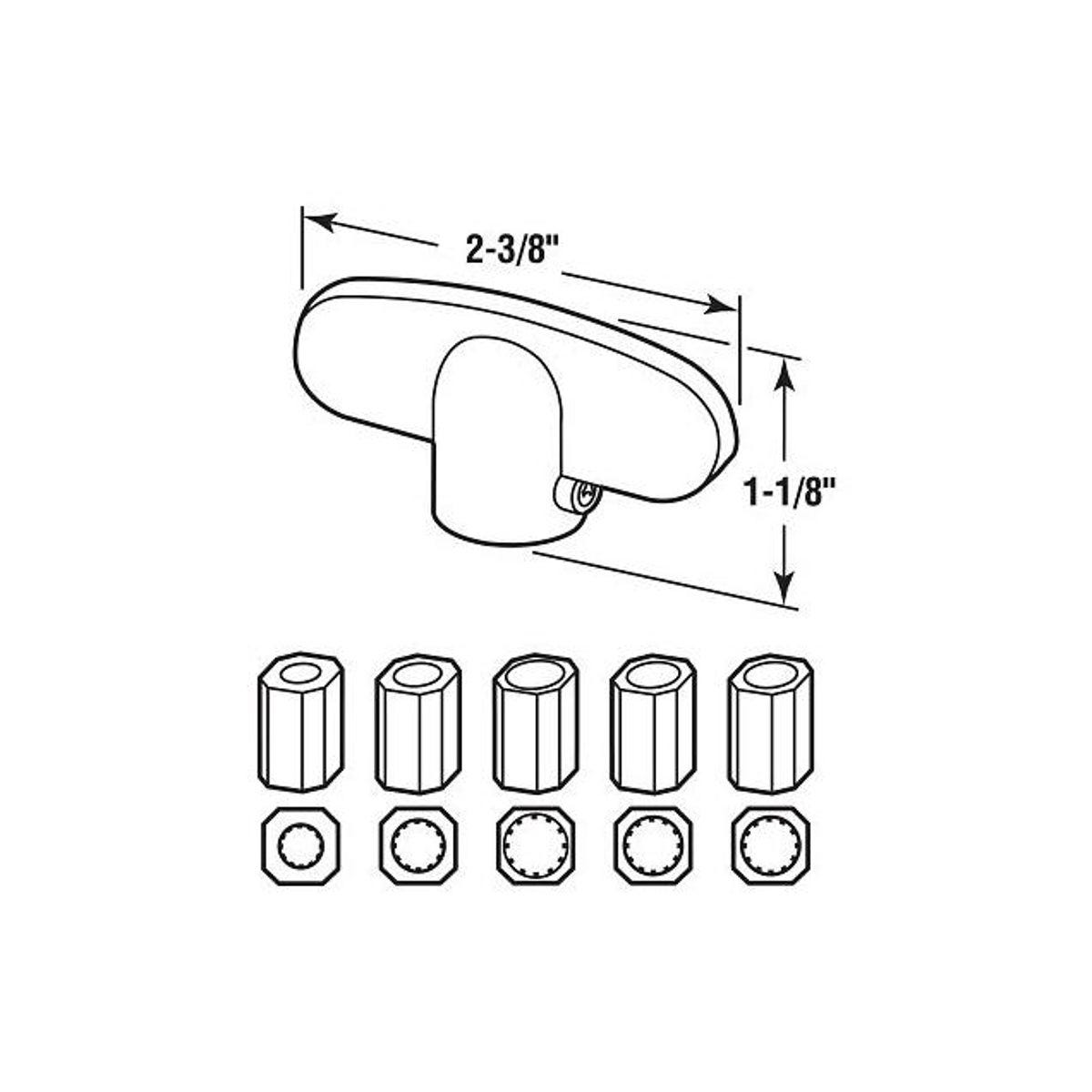 Prime-Line Universal Aluminum Tee-Crank Casement Window Handle (2-Pack) - photo 2