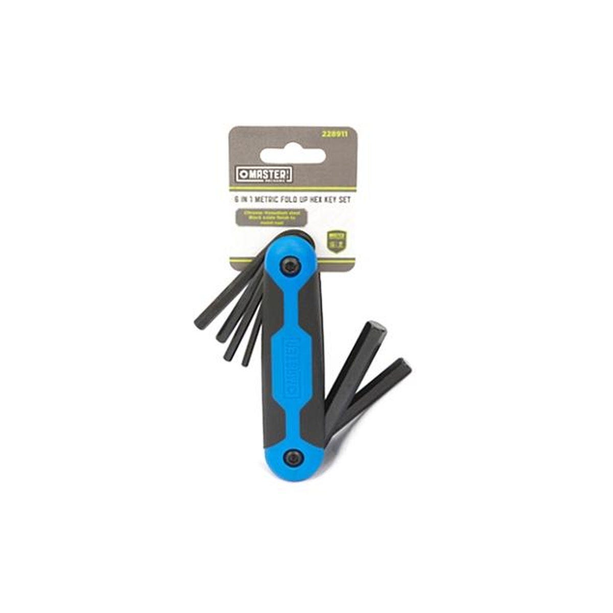 6-In-1 Large Fold-Up Metric Hex Key Set