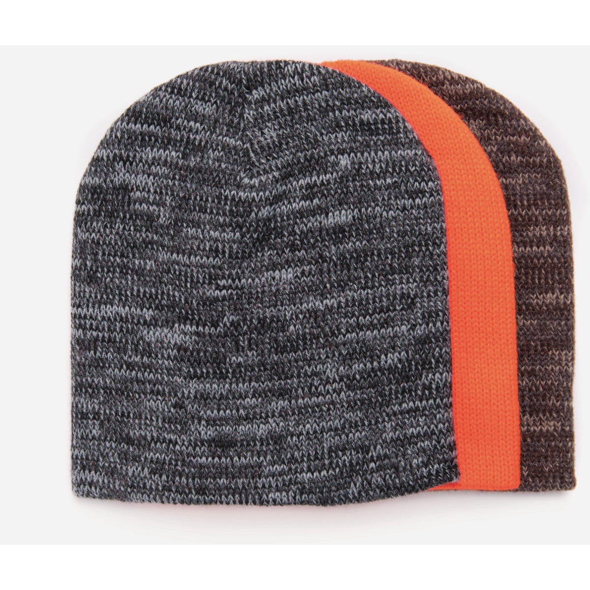 Muk Luks QuietWear Blaze Orange, Gray Marl, and Brown Marl Beanie (3-Pack)