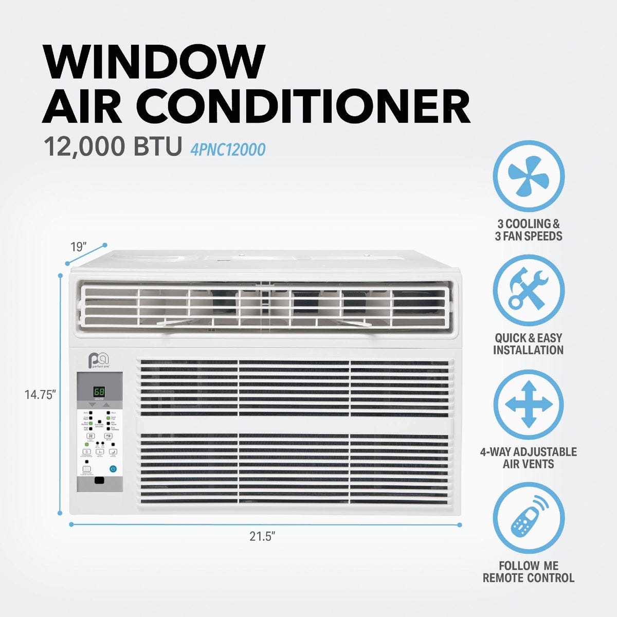 Perfect Aire 12,000 BTU 550 Sq. Ft. Window Air Conditioner with Remote Control - photo 4