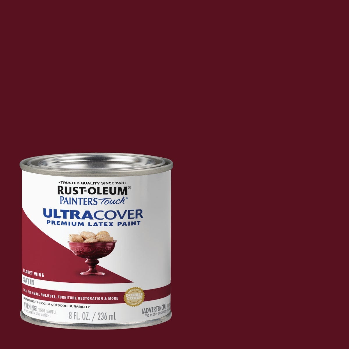 Rust-Oleum Painter's Touch Ultra Cover Premium Latex Paint, Satin Claret Wine, Half Pint