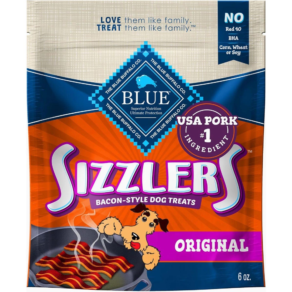 Blue Buffalo Blue Sizzlers Bacon Style Dog Treat, 6 Oz,