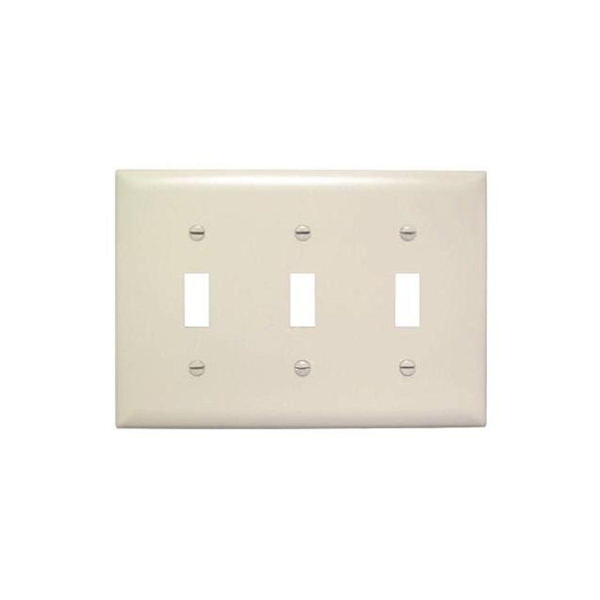 Legrand Pass & Seymour 3-Gang Nylon Toggle Switch Wall Plate, Light Almond