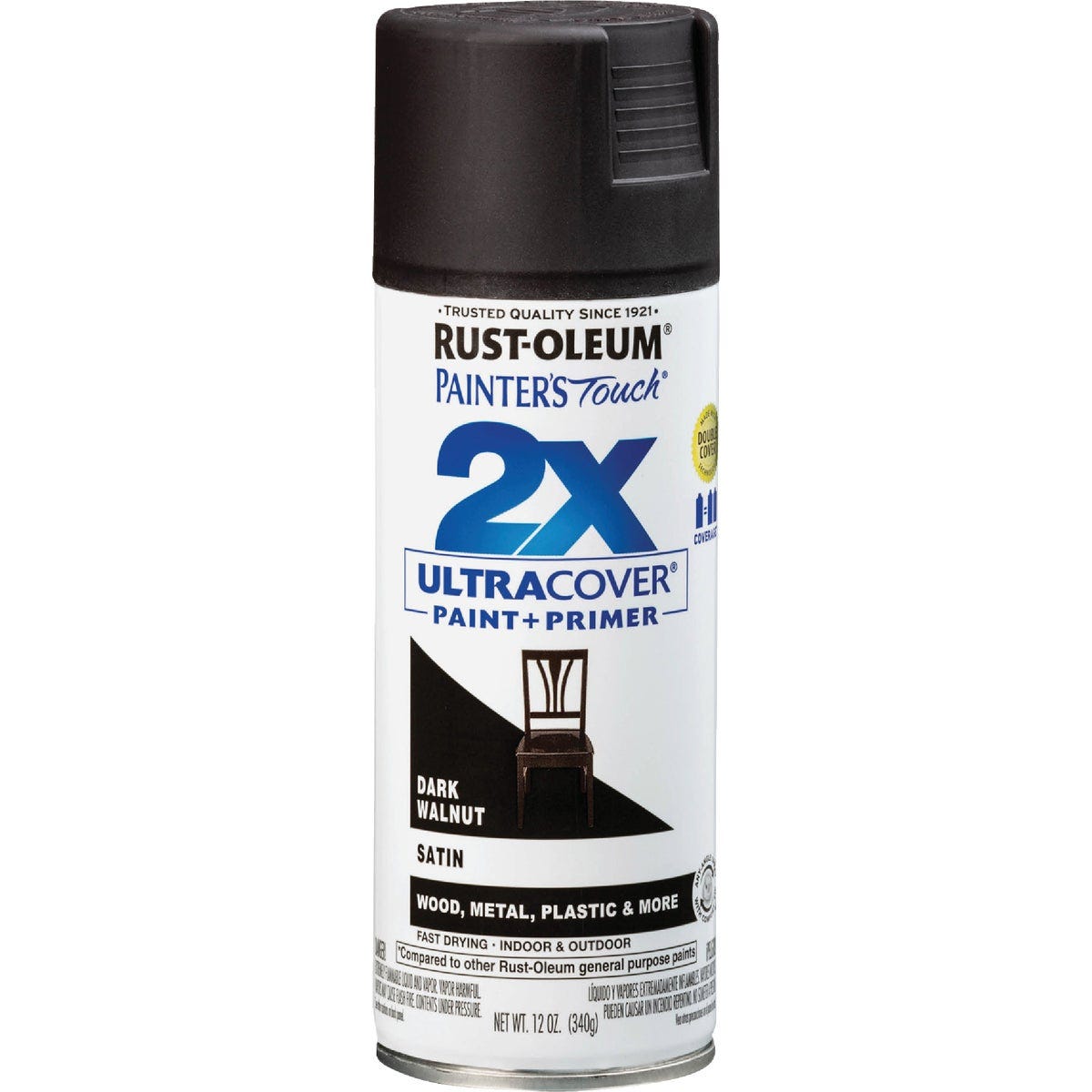 Rust-Oleum Painter's Touch 2X Ultra Cover 12 Oz. Satin Paint + Primer Spray Paint, Dark Walnut - photo 2