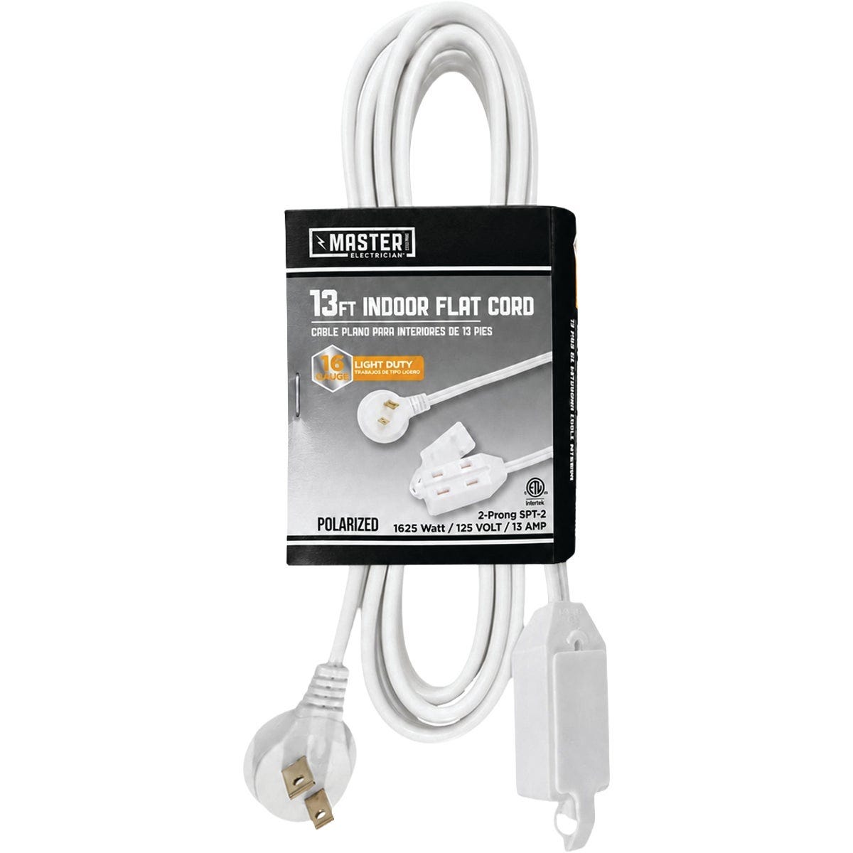 Master Electrician 13 Ft. 16/2 Flat Plug White Extension Cord