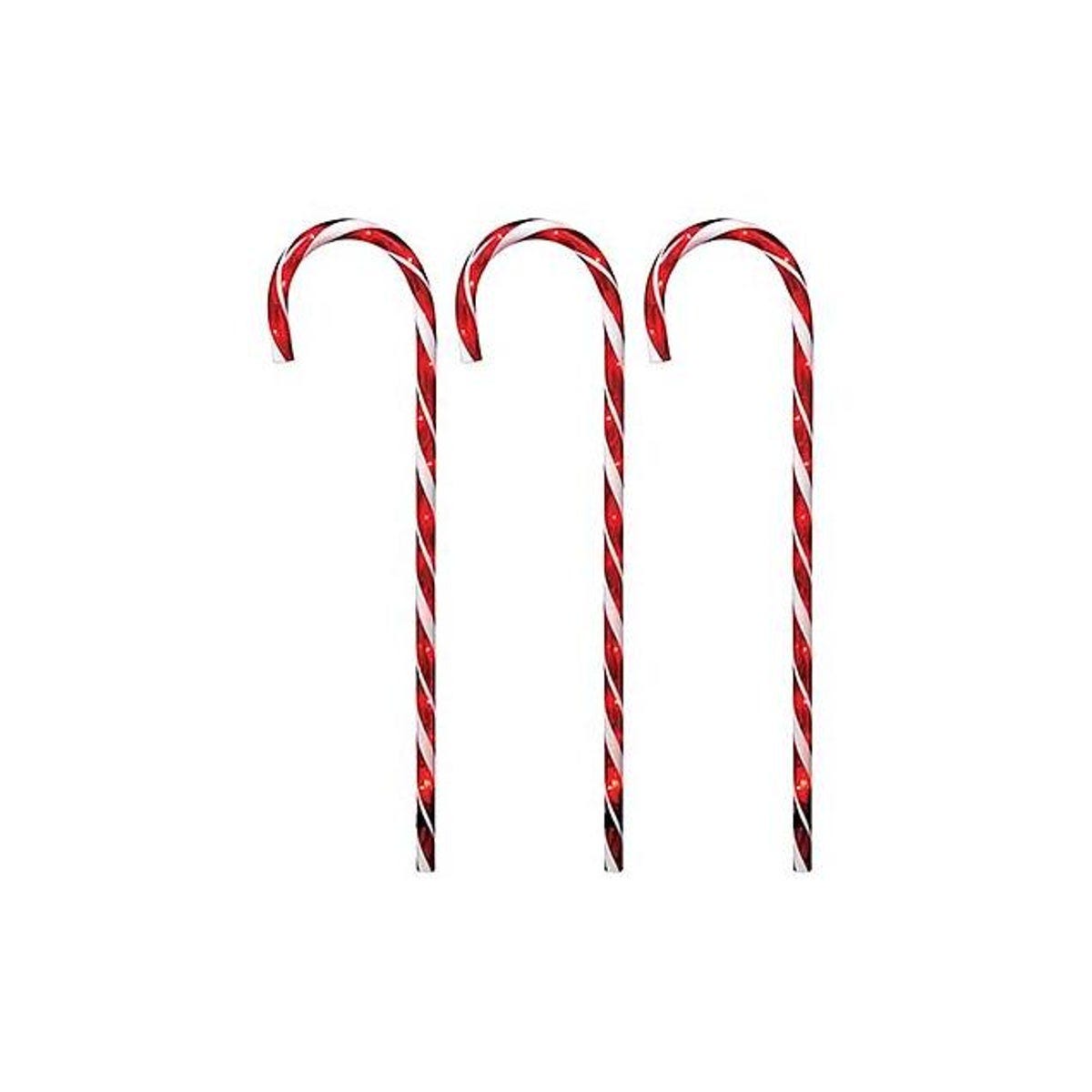 Holiday Wonderland 27 In. Transparent Red Pathway Candy Cane Stake Light (3-Pack)