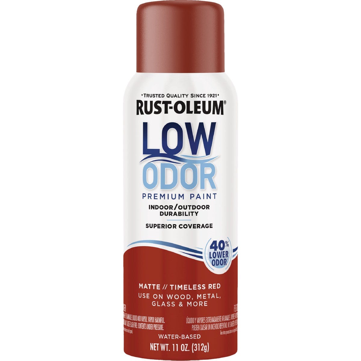 Rust-Oleum Low Odor Water-Based 11 Oz. Matte Spray Paint, Timeless Red - photo 2