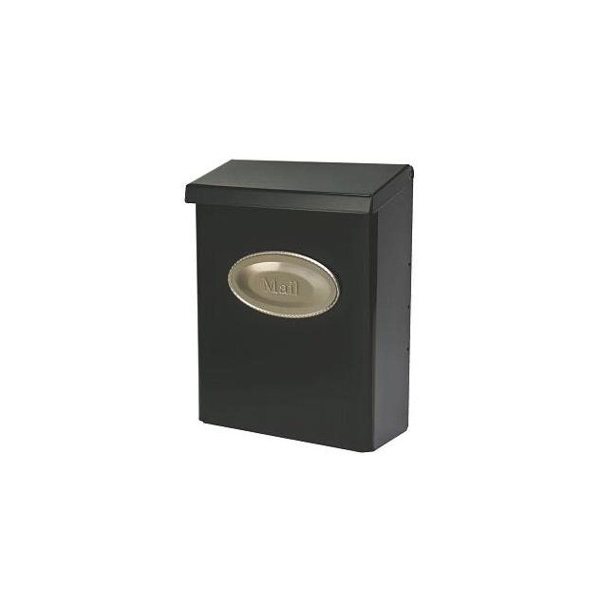 Gibraltar Mailboxes Black Steel Satin Nickel Designer Vertical Wall ...