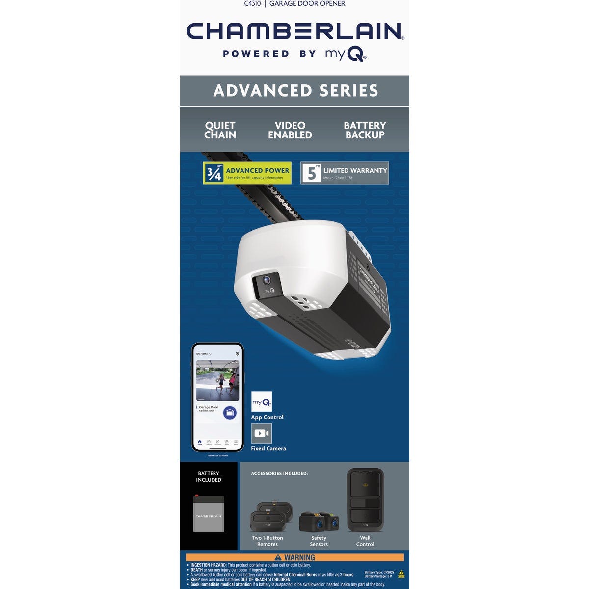 Chamberlain C4310 3/4 HP Chain Drive Garage Door Opener - photo 2