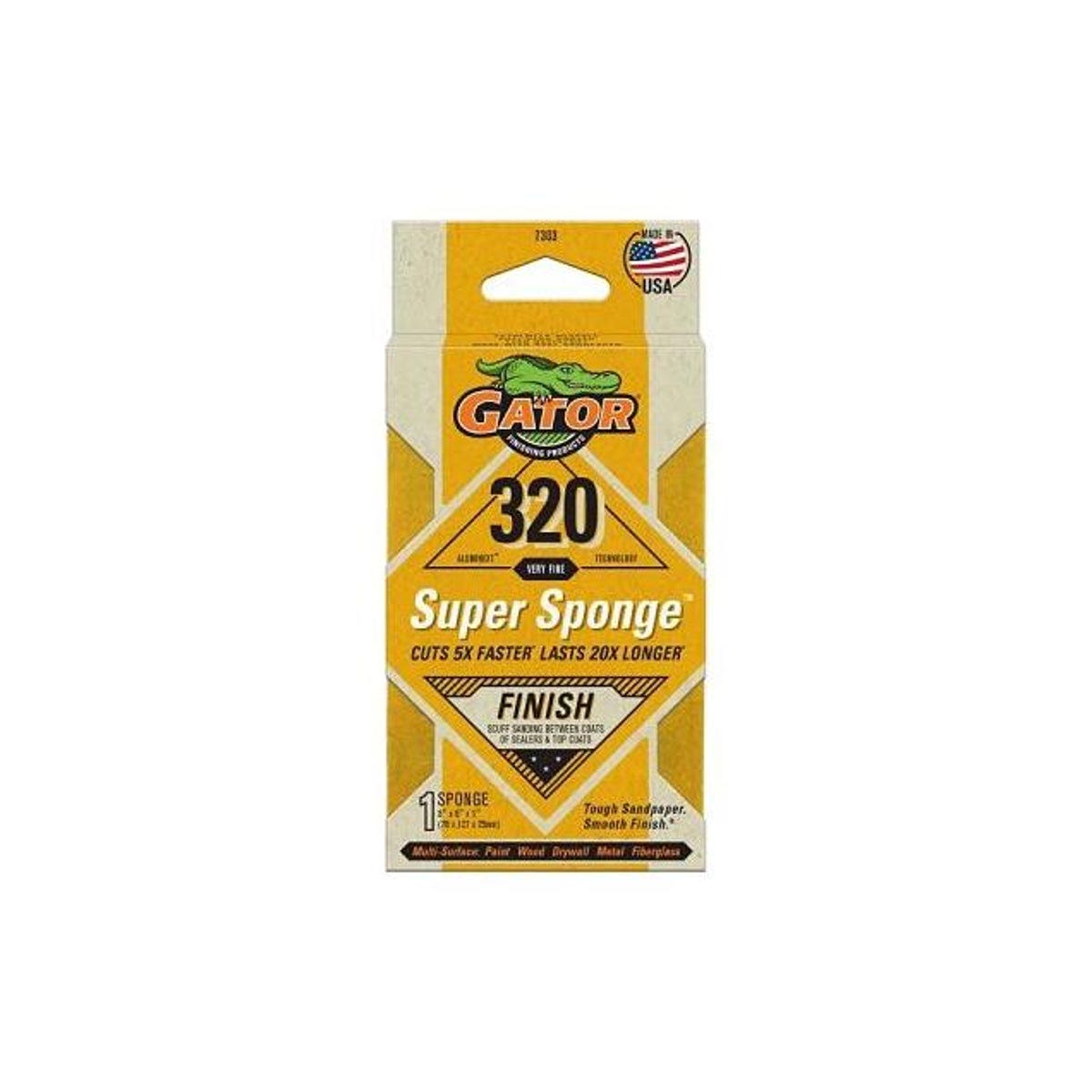 Gator Large 3 In. x 5 In. x 1 In. 320-Grit EZ123 Jumbo Sanding Sponge