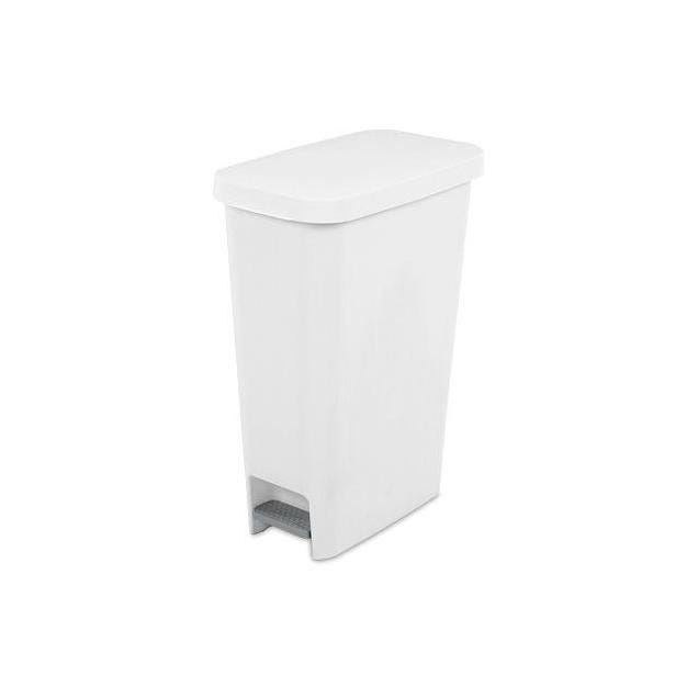 Sterilite 11-Gal. White Slim StepOn Wastebasket