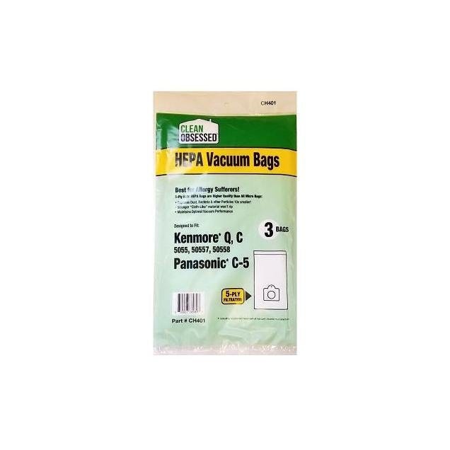 Clean Obsessed Kenmore & Panasonic Type Q, C & C-5HEPA Vacuum Cleaner Bags (3-Pack) Clean Obsessed Kenmore & Panasonic Type Q, C & C-5HEPA Vacuum Cleaner Bags (3-Pack)