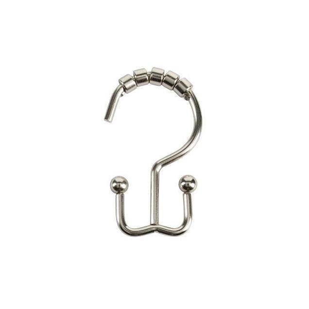 Moda At Home Brushed Nickel Annex Double-Roller Shower Curtain Hooks (12-Pack)
