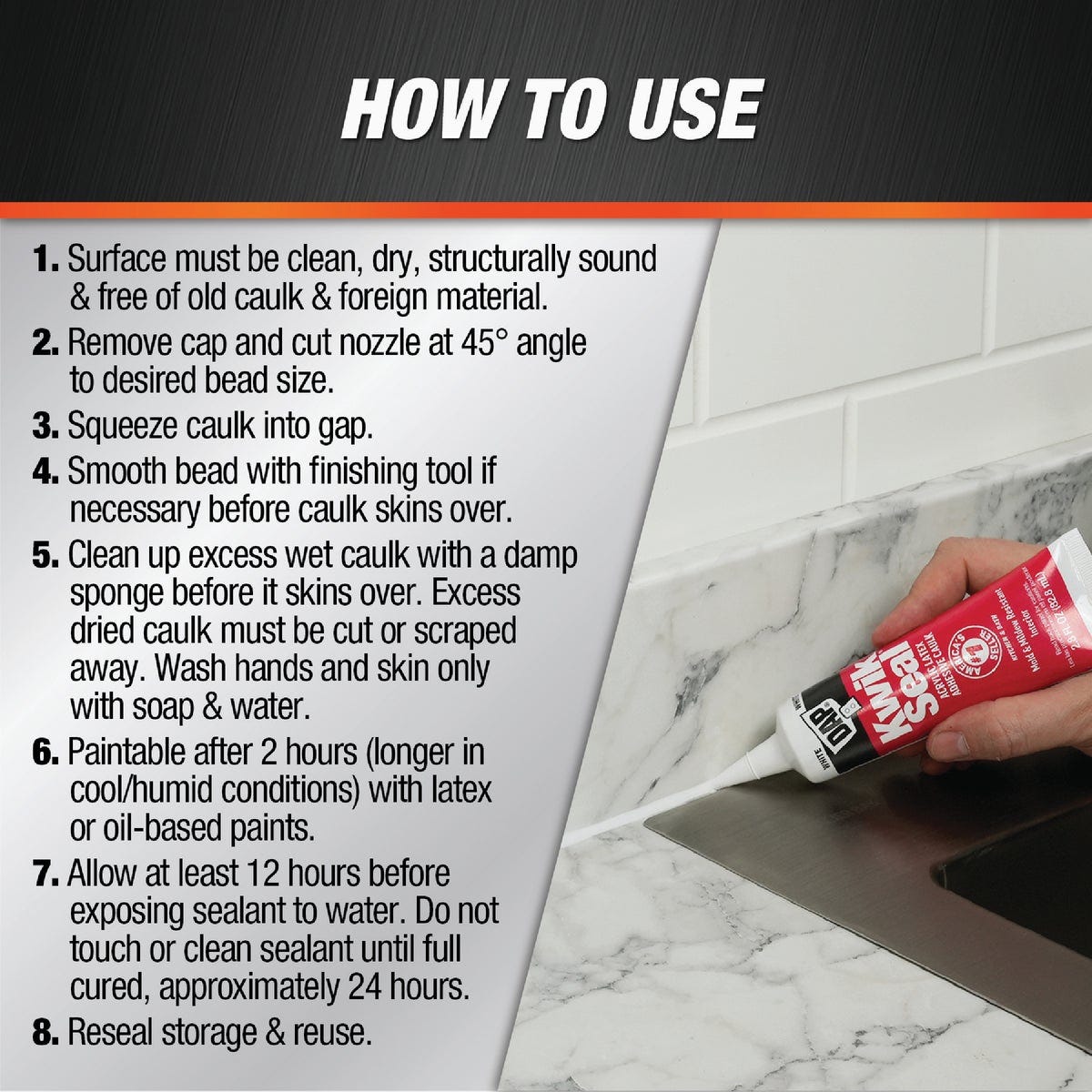 DAP Kwik Seal 2.8 Oz. White Kitchen & Bath Adhesive Caulk - photo 5 DAP Kwik Seal 2.8 Oz. White Kitchen & Bath Adhesive Caulk - photo 5