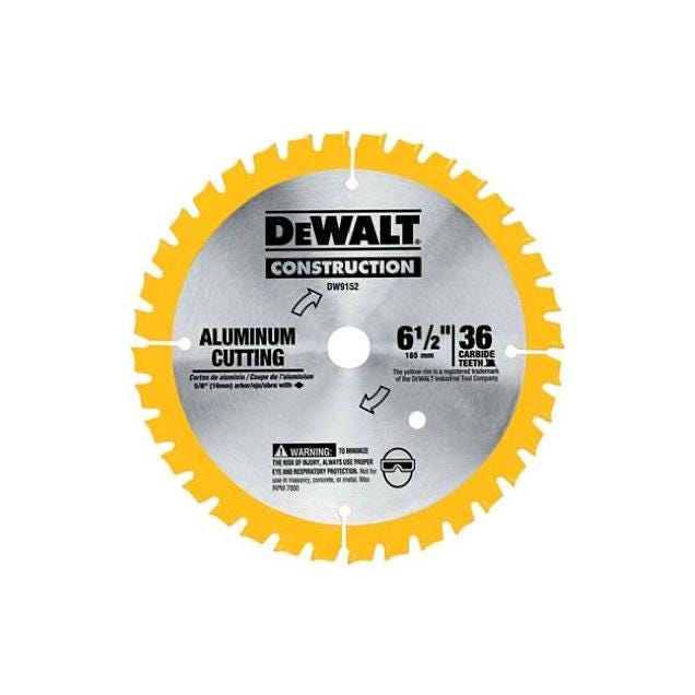 DeWalt 36-Tooth, 6-1/2 In. Aluminum-Cutting Saw Blade