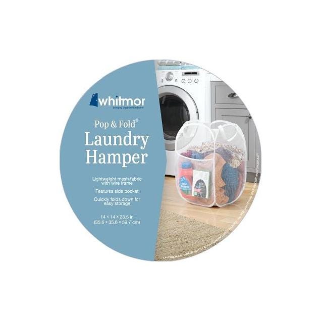 Whitmor White Mesh Fabric Pop & Fold Laundry Hamper - photo 2 Whitmor White Mesh Fabric Pop & Fold Laundry Hamper - photo 2