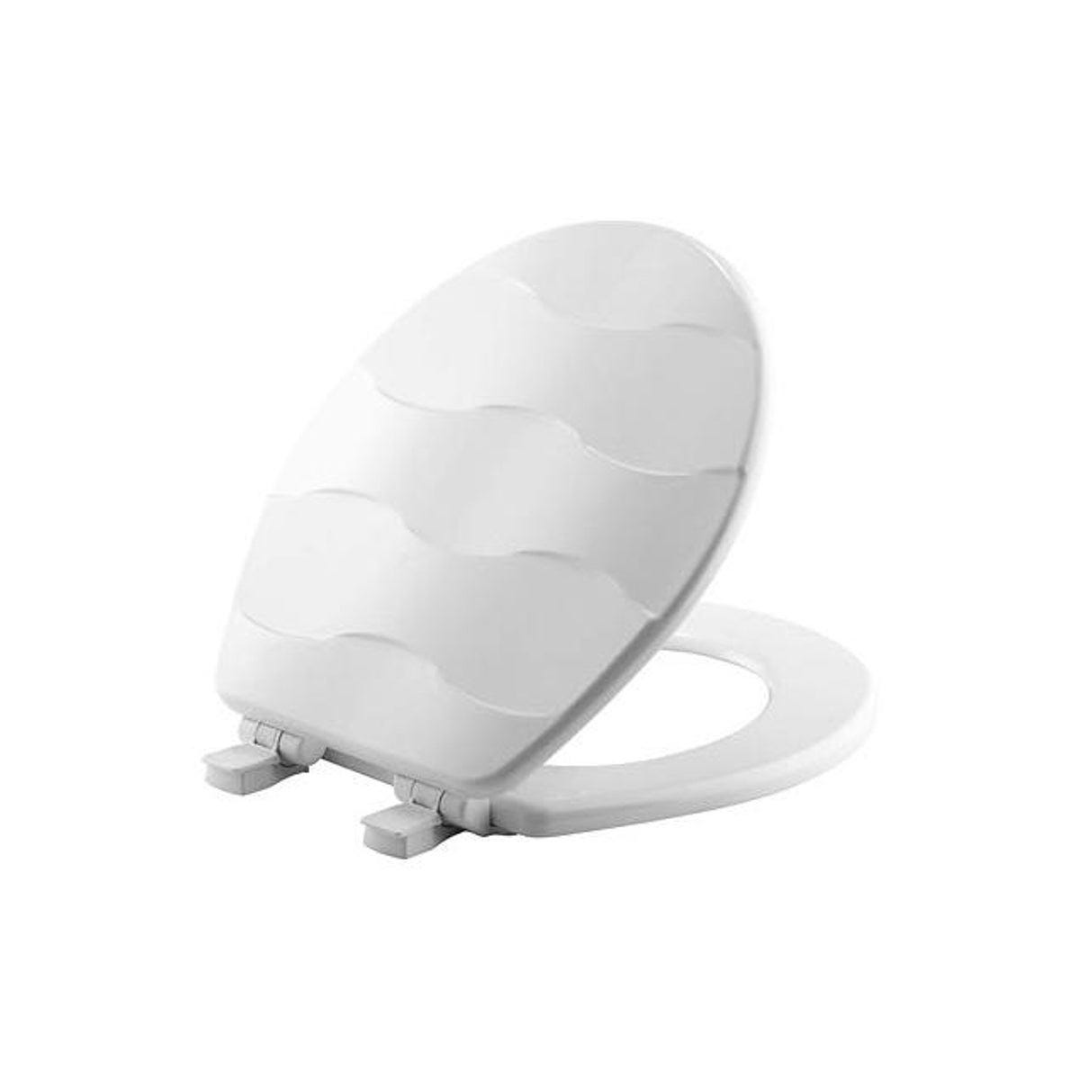 Mayfair By Bemis Basket Weave Design White Wood Round Toilet Seat