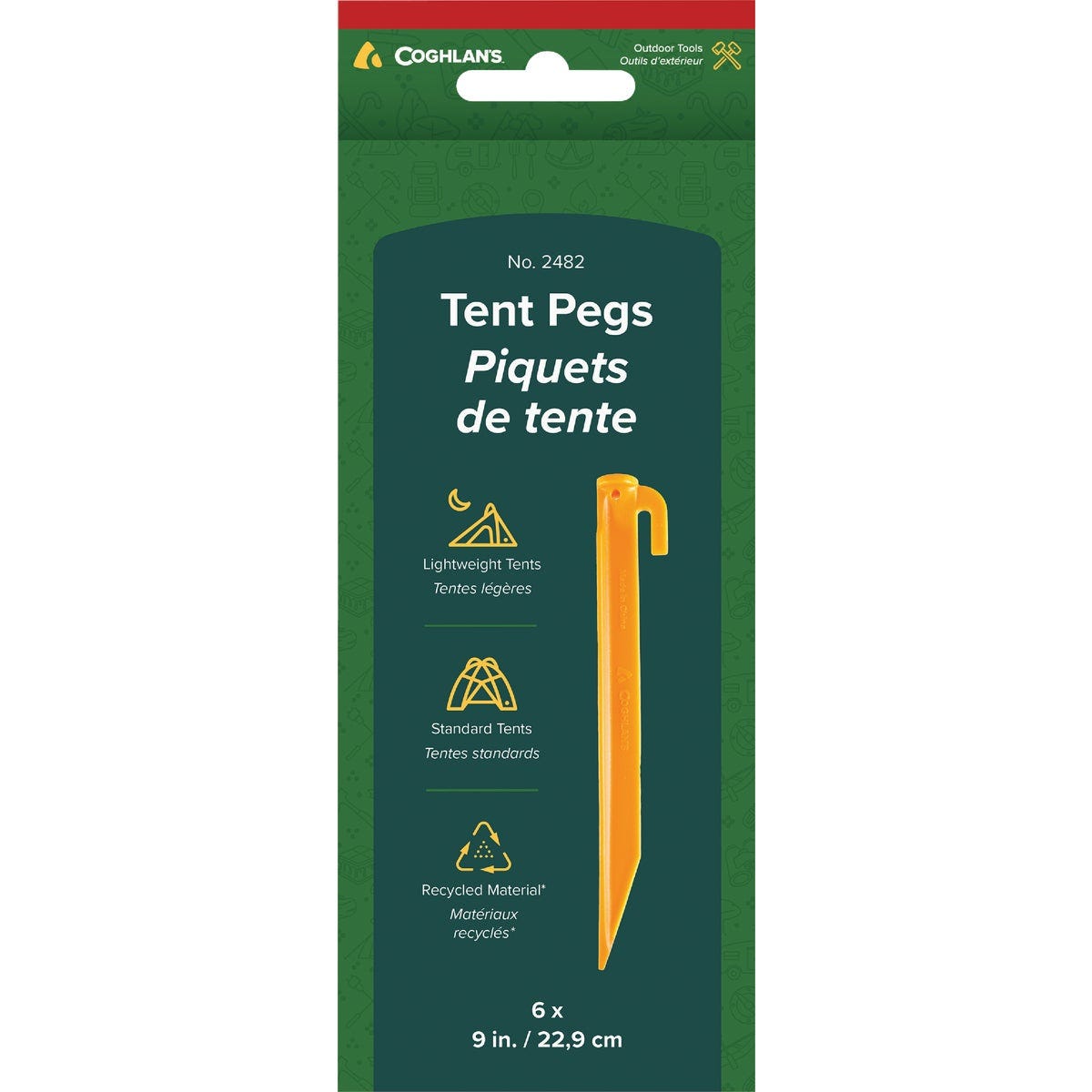 Coghlans 9 In. Recycled Polypropylene Tent Peg (6-Pack) Coghlans 9 In. Recycled Polypropylene Tent Peg (6-Pack)