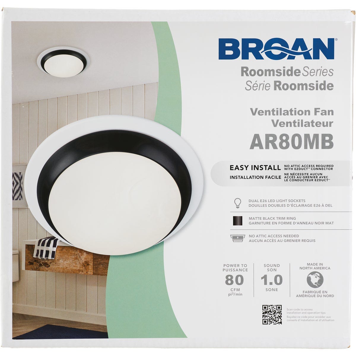 Broan Roomside Series 80 CFM 2.5 Sones 120V Decorative Bath Exhaust Fan with Light Broan Roomside Series 80 CFM 2.5 Sones 120V Decorative Bath Exhaust Fan with Light