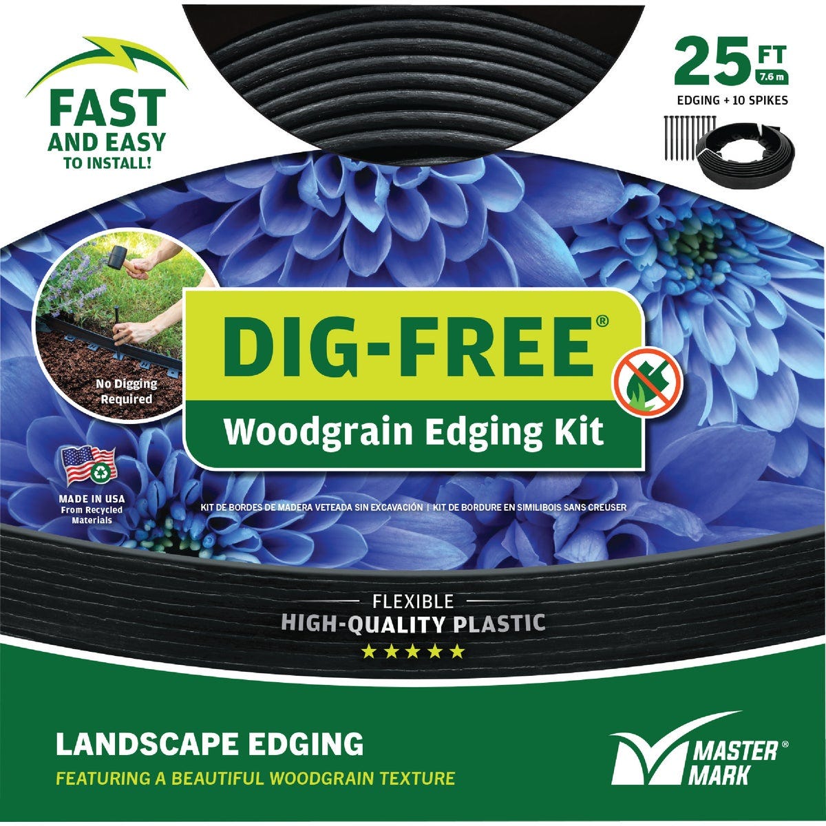 Master Mark Dig-Free 1.5 In. H. x 25 Ft. L. Black Recycled Plastic Landscape Edging Master Mark Dig-Free 1.5 In. H. x 25 Ft. L. Black Recycled Plastic Landscape Edging