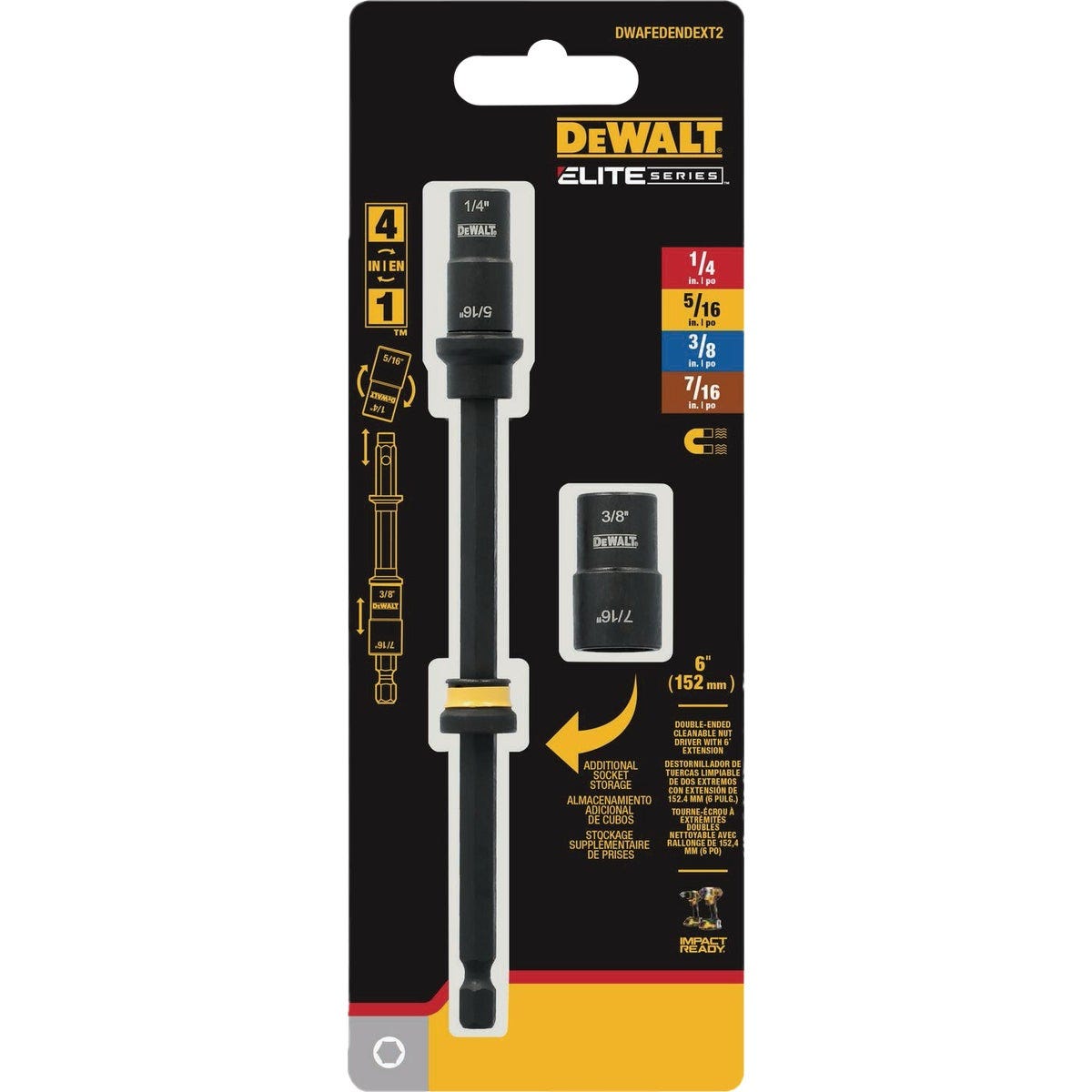 Dewalt Elite Series 1/4 In. x 6 In. 4-in-1 Reversible Impact Nutdriver - photo 2 Dewalt Elite Series 1/4 In. x 6 In. 4-in-1 Reversible Impact Nutdriver - photo 2