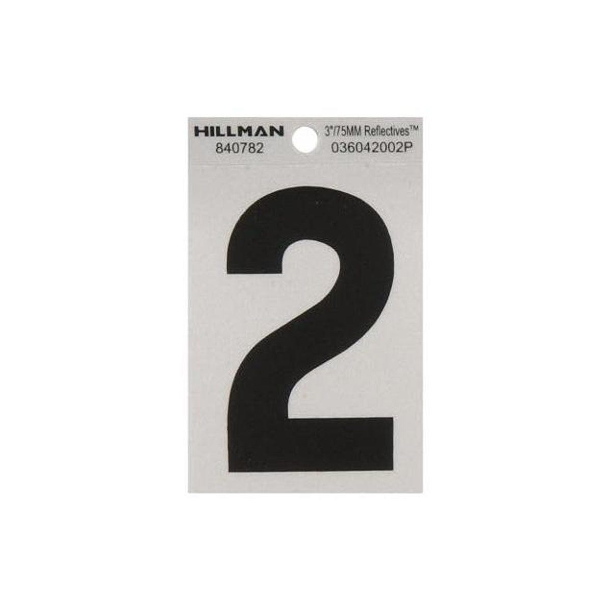 Hillman 3 In. Vinyl Black & Silver Adhesive Number, 2 Hillman 3 In. Vinyl Black & Silver Adhesive Number, 2