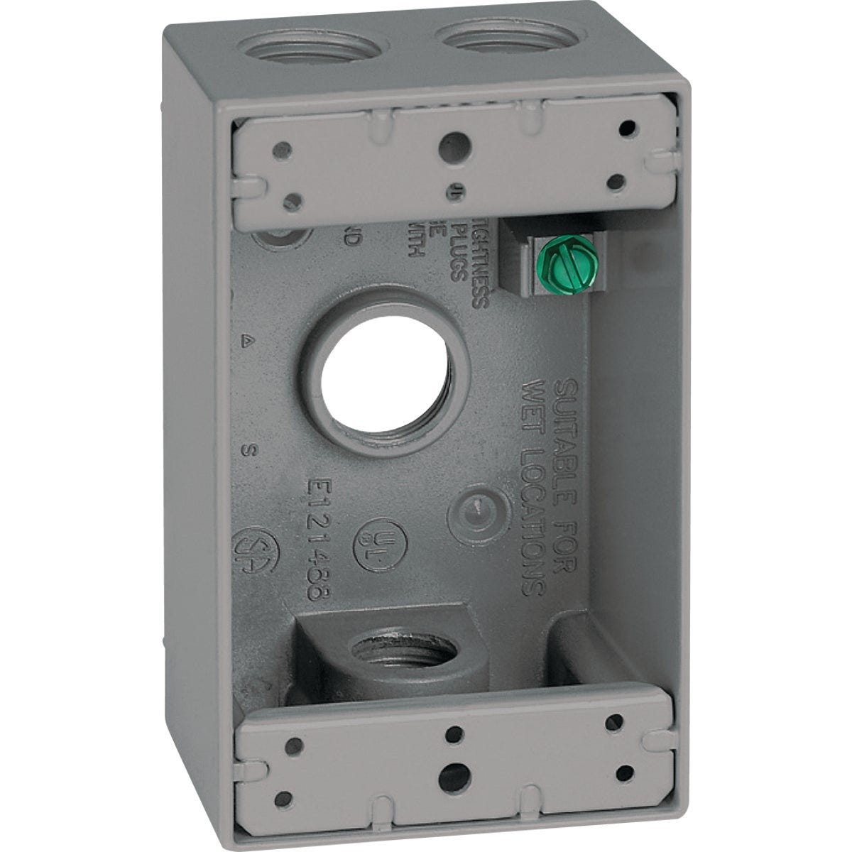 Southwire Single Gang 1/2 In. 4-Hole Gray Weatherproof Junction Box Southwire Single Gang 1/2 In. 4-Hole Gray Weatherproof Junction Box