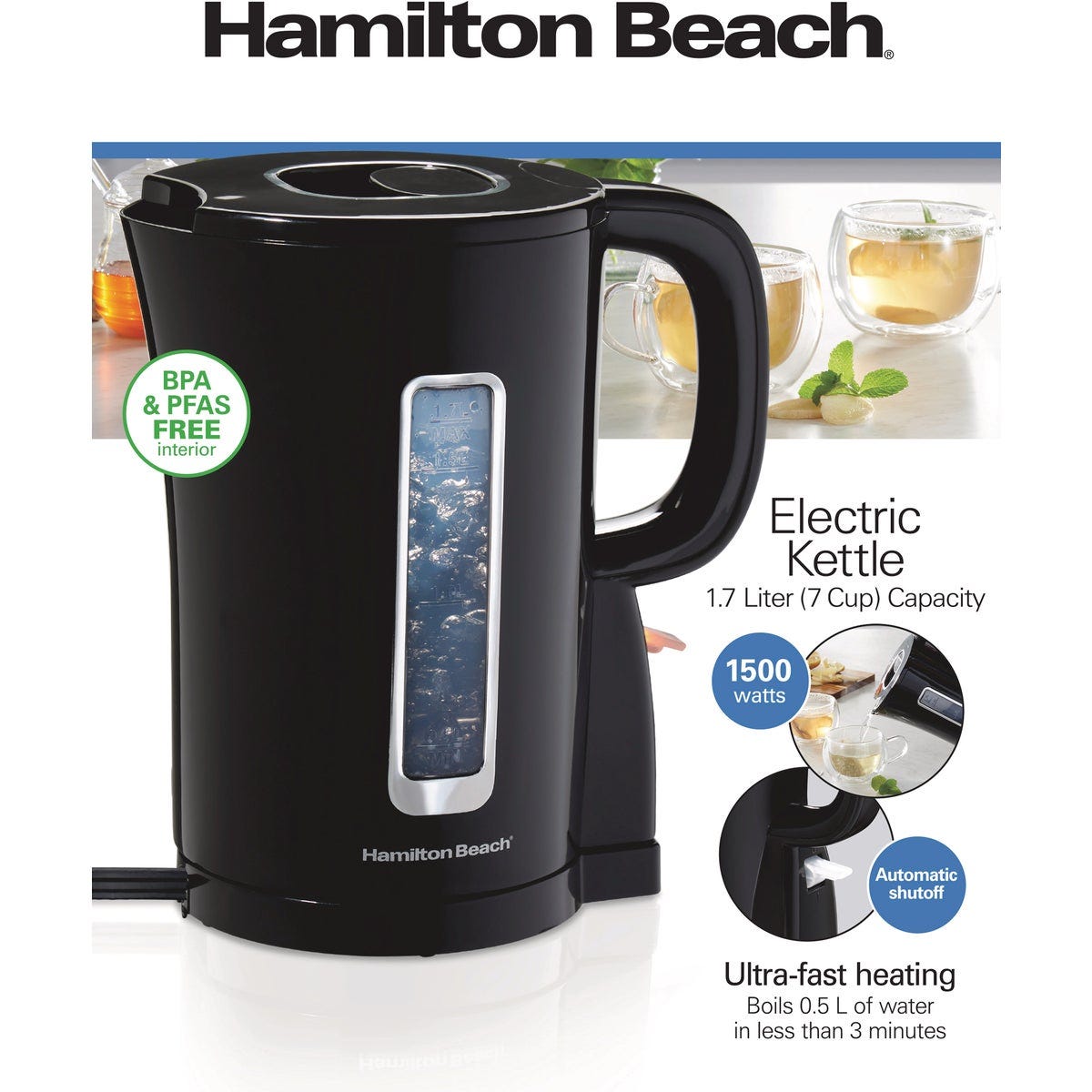 Hamilton Beach Black 1.7L Electric Tea Kettle - photo 2 Hamilton Beach Black 1.7L Electric Tea Kettle - photo 2