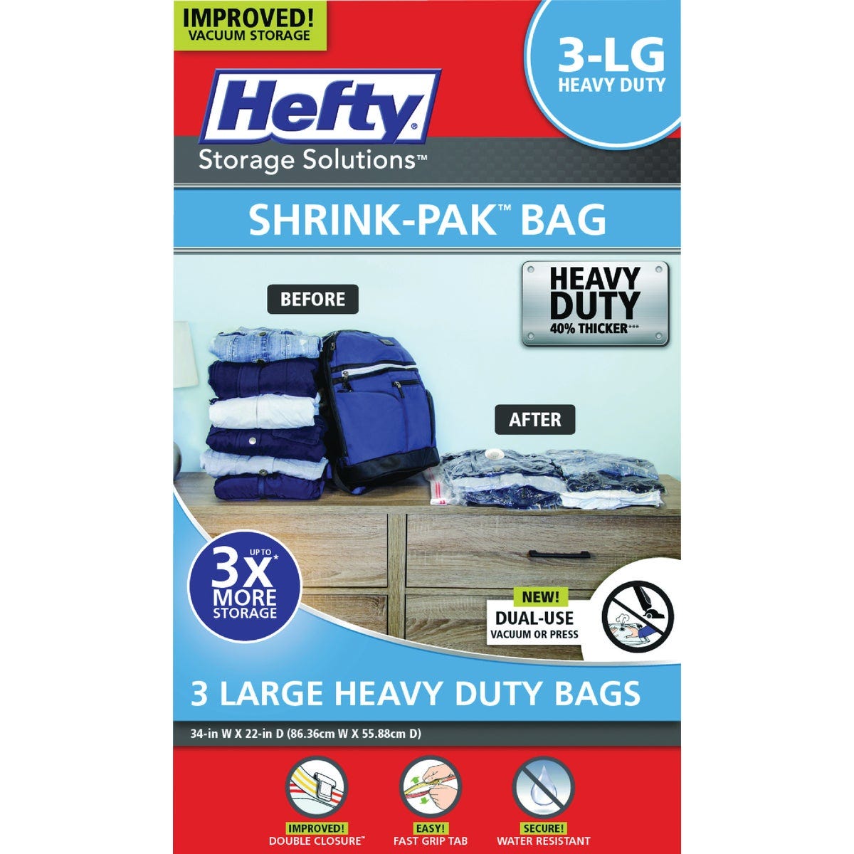 Hefty Shrink-Pak Large Heavy Duty Vacuum Seal Storage Bag (3-Count) Hefty Shrink-Pak Large Heavy Duty Vacuum Seal Storage Bag (3-Count)