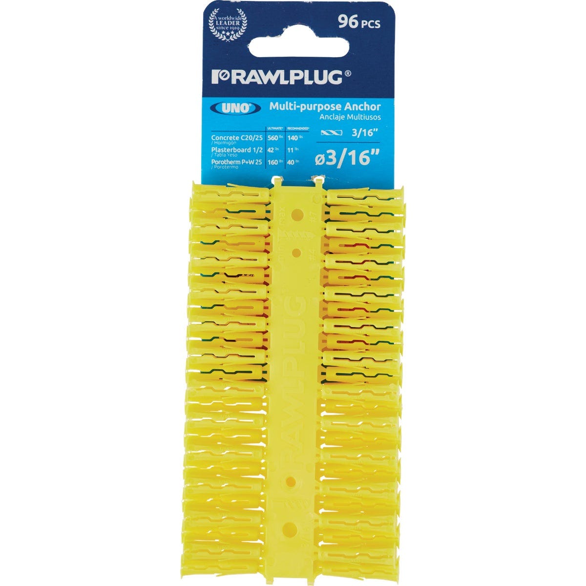Rawlplug Uno 3/16 In. Multi-Purpose Anchor (96-Pack) Clip Strip (12-Piece) - photo 2