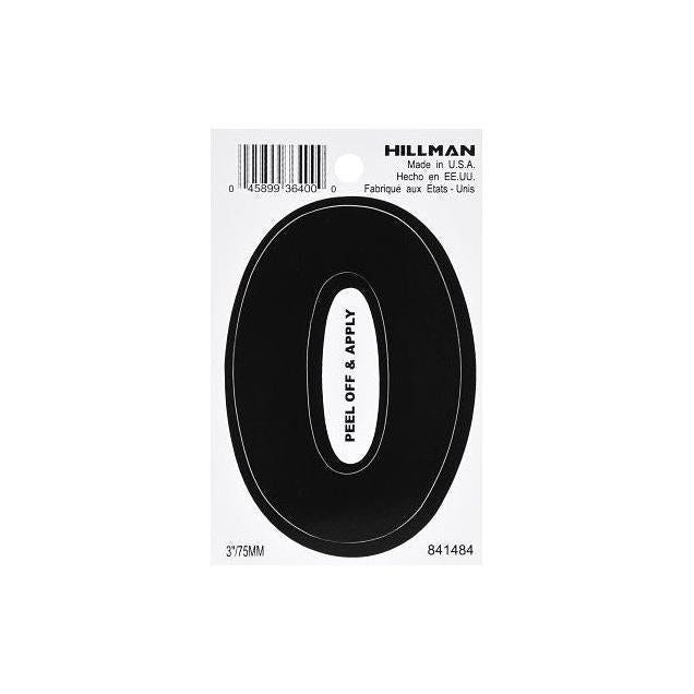 Hillman 3 In. Vinyl Black Adhesive Number, 0 Hillman 3 In. Vinyl Black Adhesive Number, 0