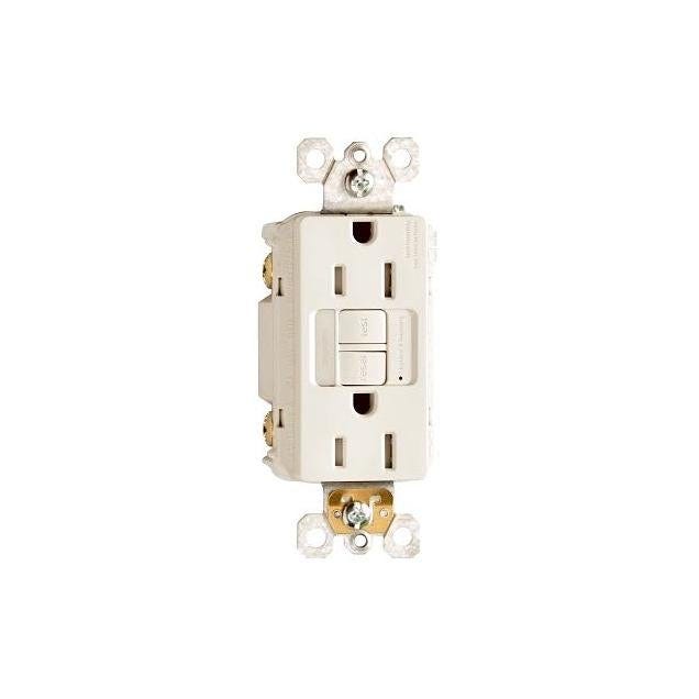 Legrand Pass & Seymour 15A Light Almond GFCI Receptacle/Night Light